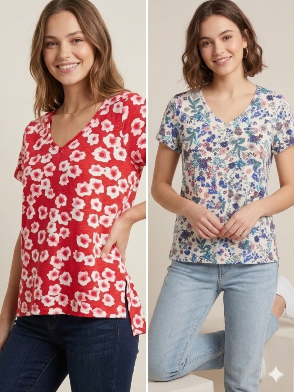 Philosophy Republic Clothing Floral Pima Cotton Tee Bundle (2)